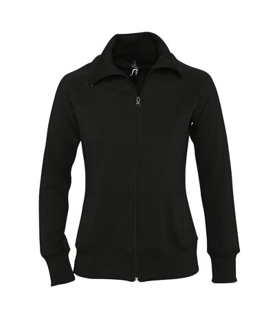 SOLS Womens/Ladies Soda Full Zip Active Sweat Jacket (Black)