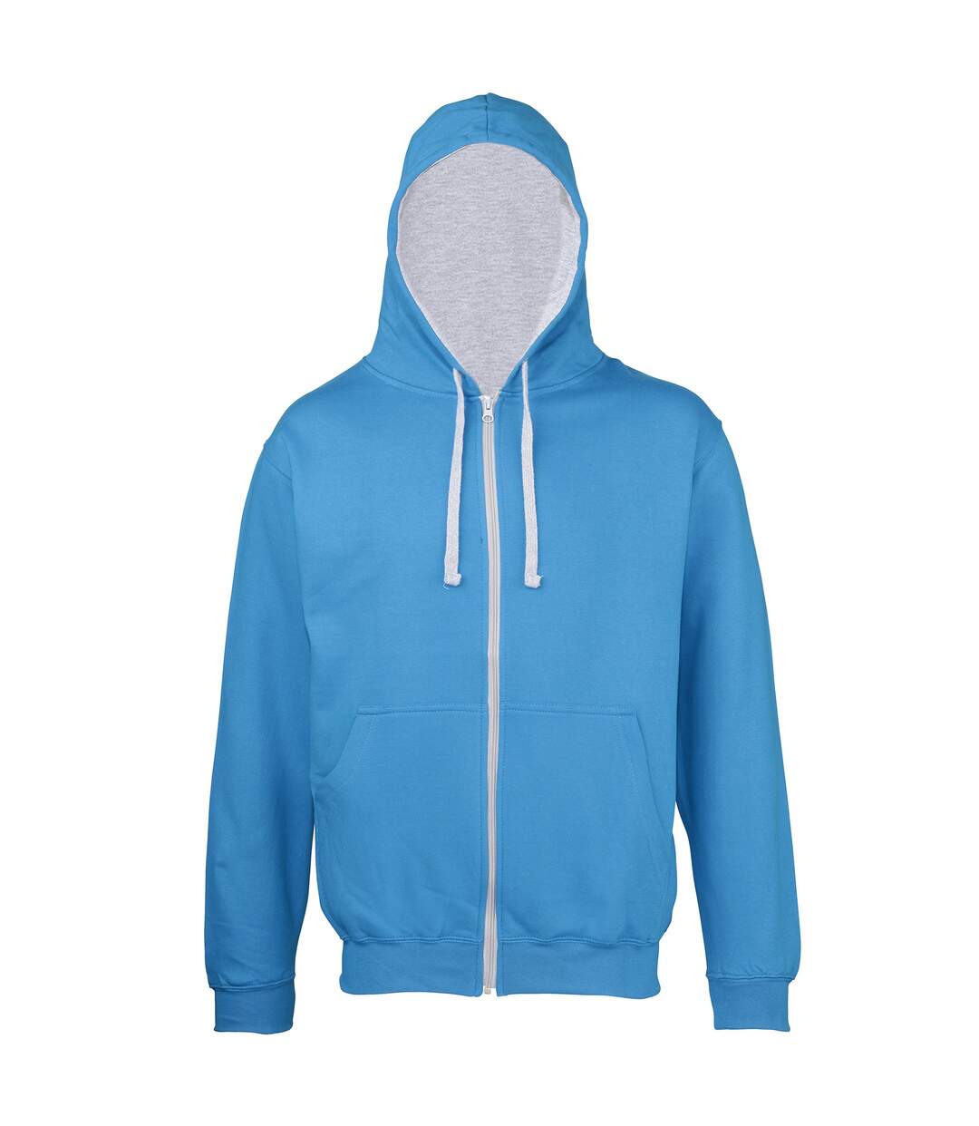 Awdis - Sweatshirt à capuche et fermeture zippée - Homme (Bleu saphir/Gris chiné) - UTRW182