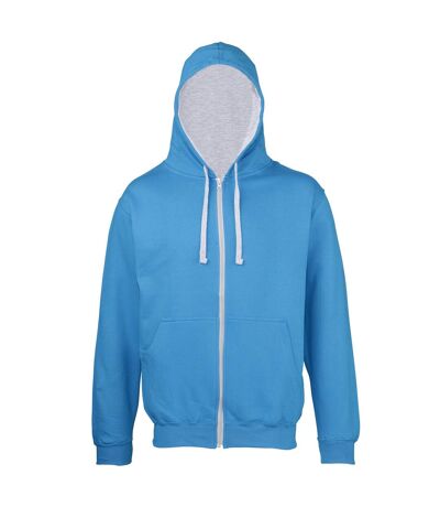 Sweatshirt à capuche et fermeture zippée homme bleu saphir/gris chiné Awdis