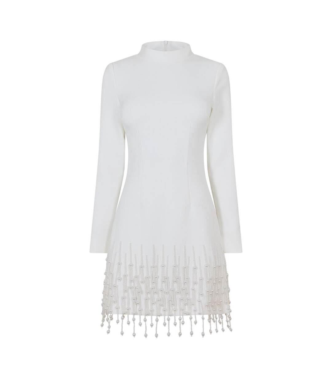 Robe Courte Manches Longues Fête Motif/style Perle Femme Blanc Muse-2