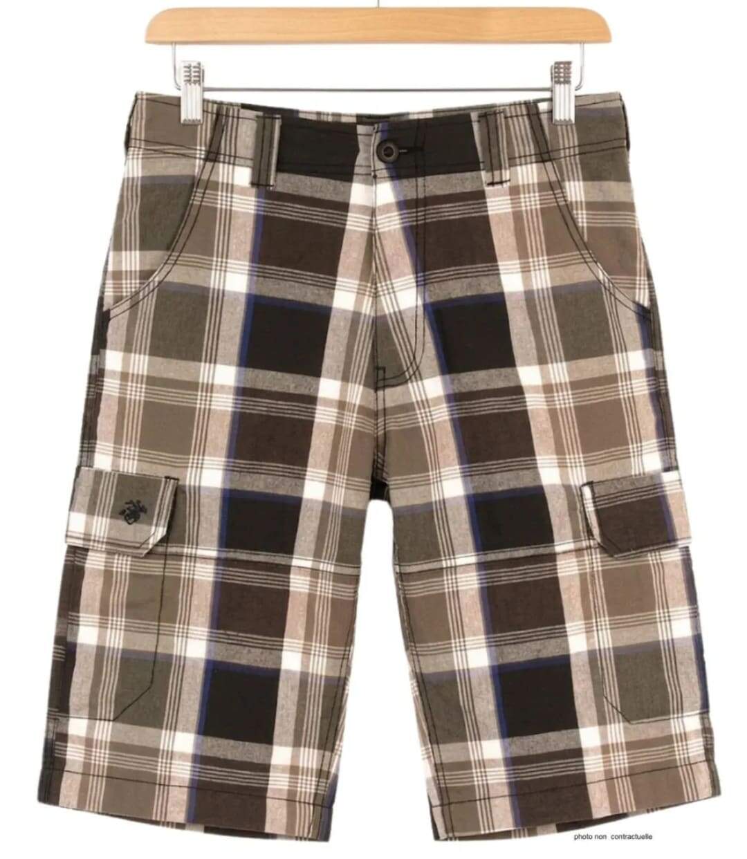 Bermuda WINCHESTER IVORY1 à carreaux en coton : le style géométrique gris et bleu pour l'été-2