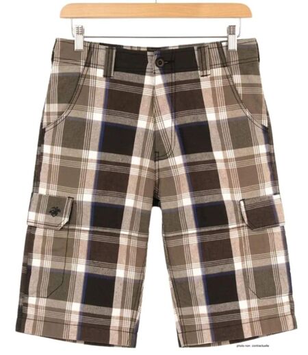 Bermuda WINCHESTER IVORY1 à carreaux en coton : le style géométrique gris et bleu pour l'été