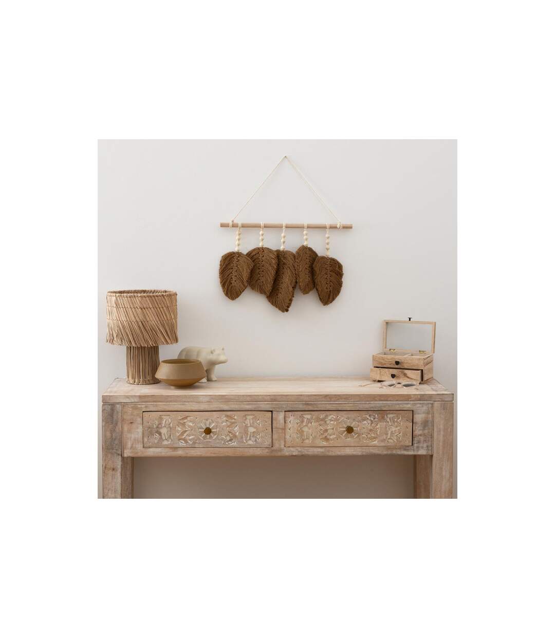 Déco Murale Feuilles en Tissu Odina 58cm Naturel-3