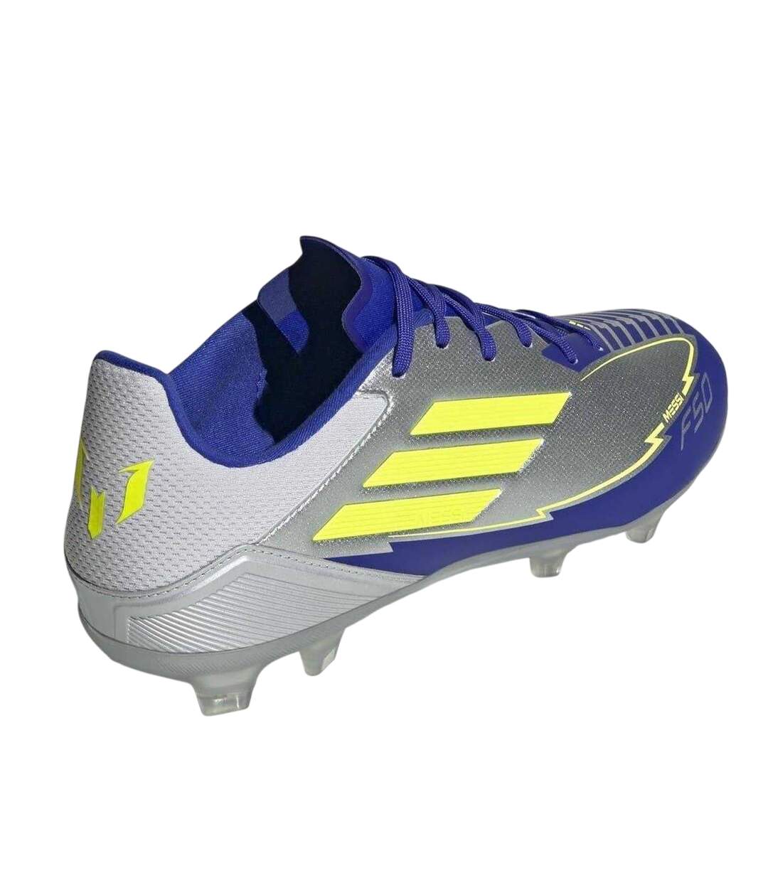 Chaussures De Foot Pour Terrain Ferme Messi F50 Homme Argenté Bleu Adidas-2