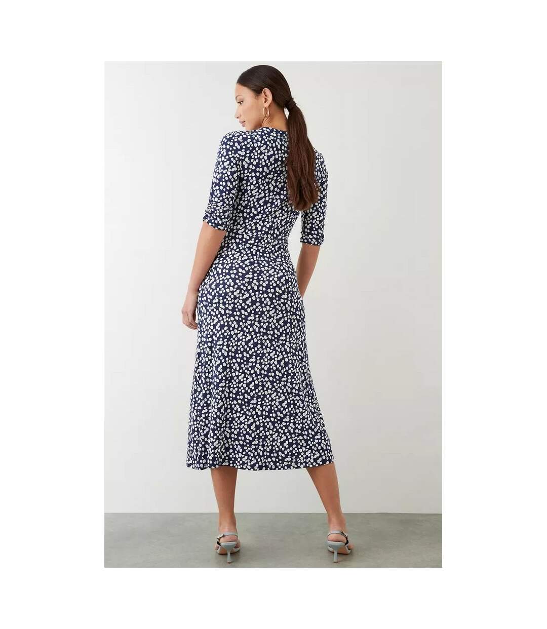 Womens/ladies spotted wrap midi dress navy Dorothy Perkins