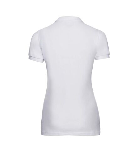 Womens/ladies piqué stretch polo shirt white Russell