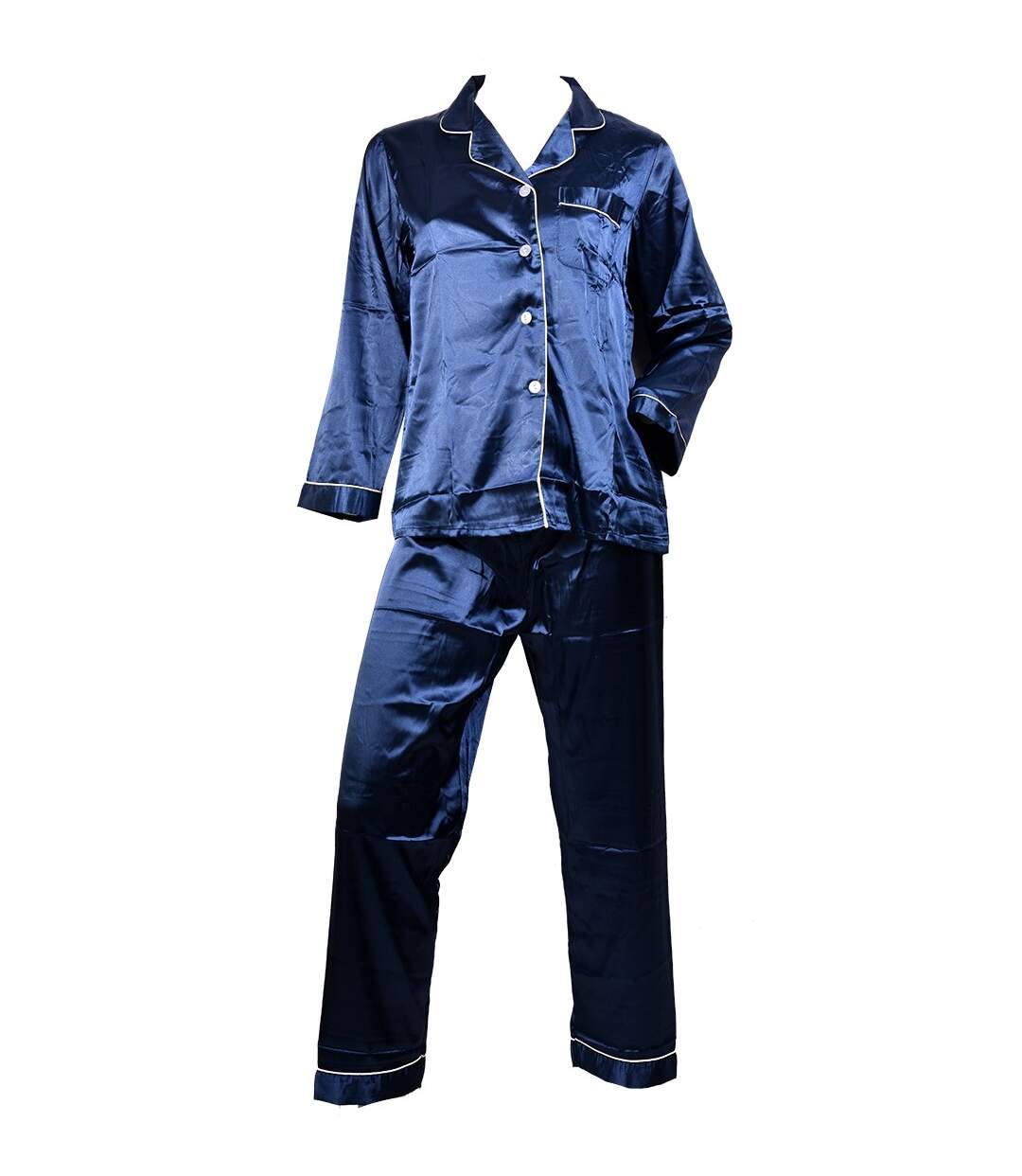 Pyjama Femme Long Boutonné Satin FA687 Pyjama SATIN Marine