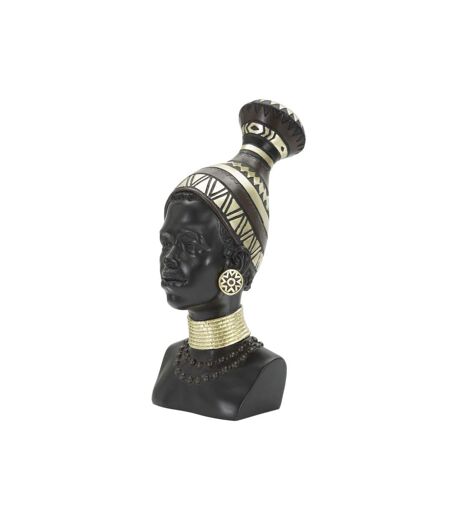 Statuette Tête Femme Tribu Massai 38cm Noir