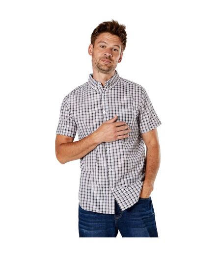 Mens sail checked short-sleeved shirt white Maine