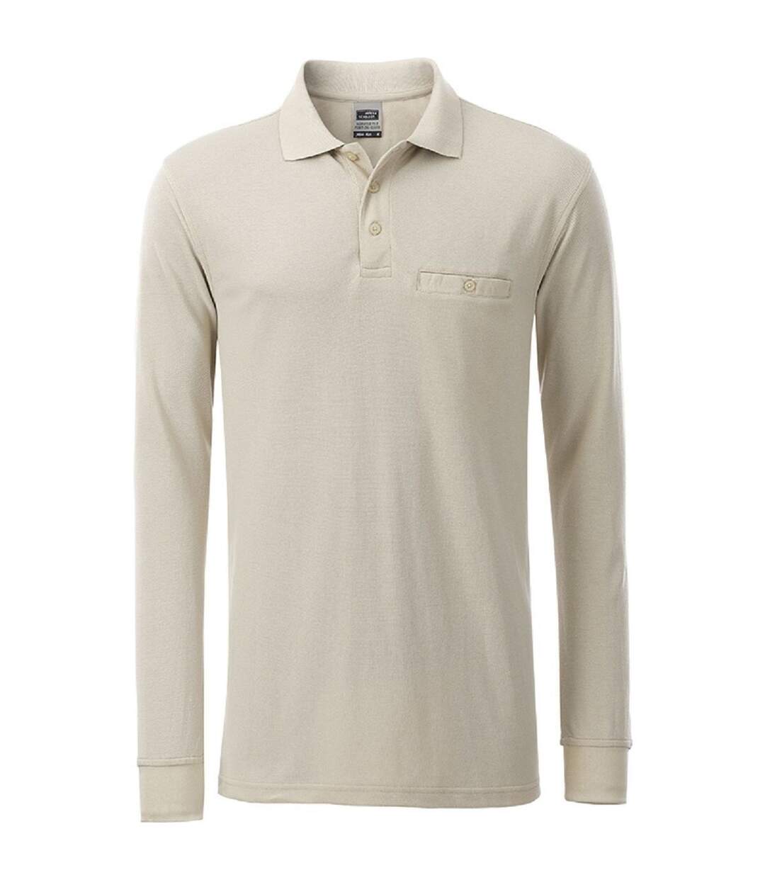 Polo homme poche poitrine manches longues - JN866 - beige pierre - workwear