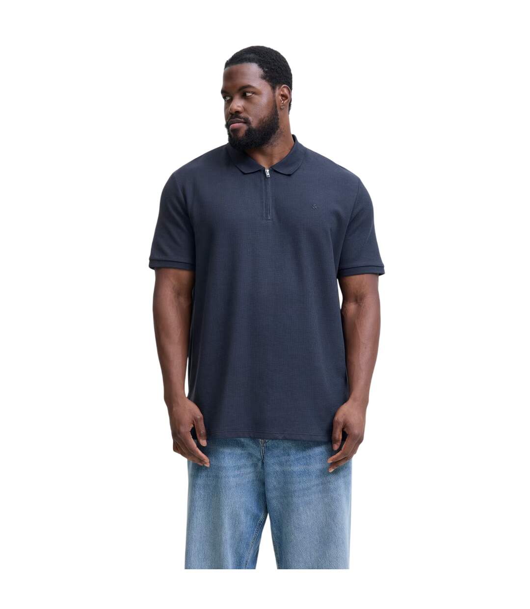Mens Half Zip Plus Polo Shirt Navy Blazer Jack And Jones-1