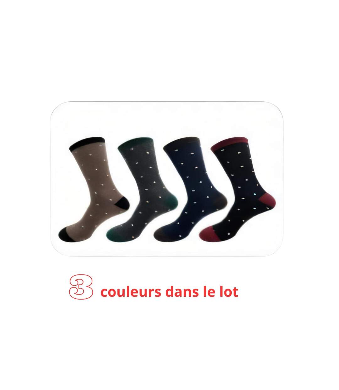 Chaussette Homme lot de 3 - Chaussette avec motif pois - 3 couleurs par lot - 40/46