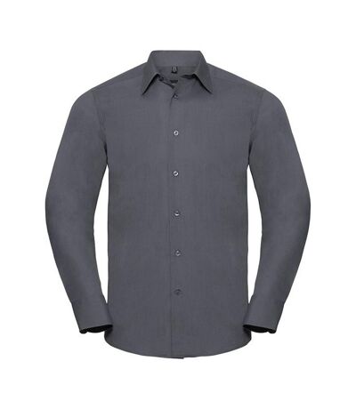 Russell Collection Mens Polycotton Easy-Care Long-Sleeved Formal Shirt (Convoy Gray)