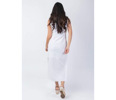 Robe longue sans manches CHARLINE unie blanc Coton Du Monde