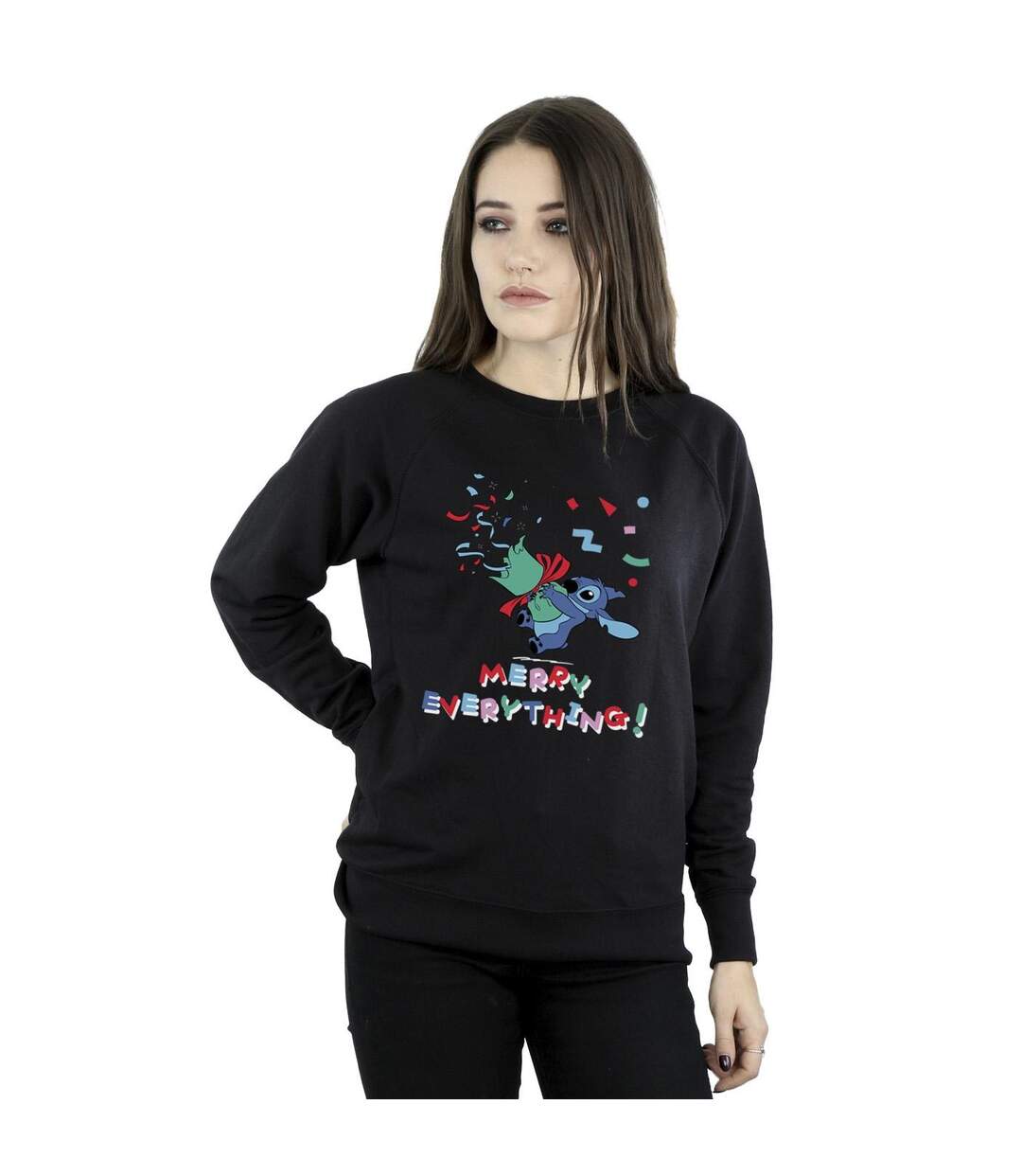 Disney - Sweat LILO AND STITCH STITCH MERRY EVERYTHING - Femme (Noir) - UTBI22660-2