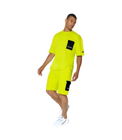 Unisex adult continu8 cargo pocket boxy t-shirt yellow Hype