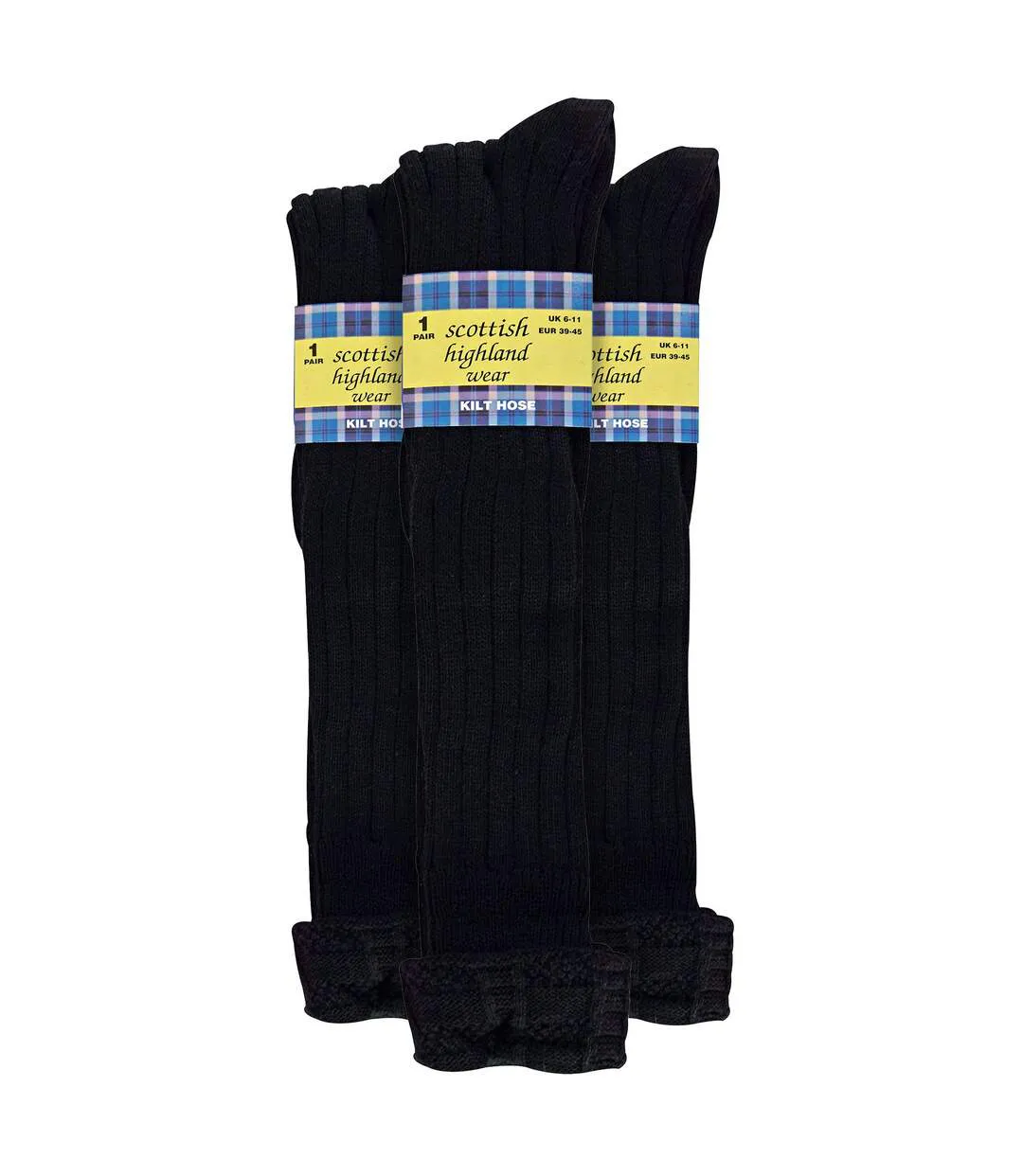3 Pack Mens Wool Kilt Socks | Knee High Turnover Cuff Warm Long Socks-2