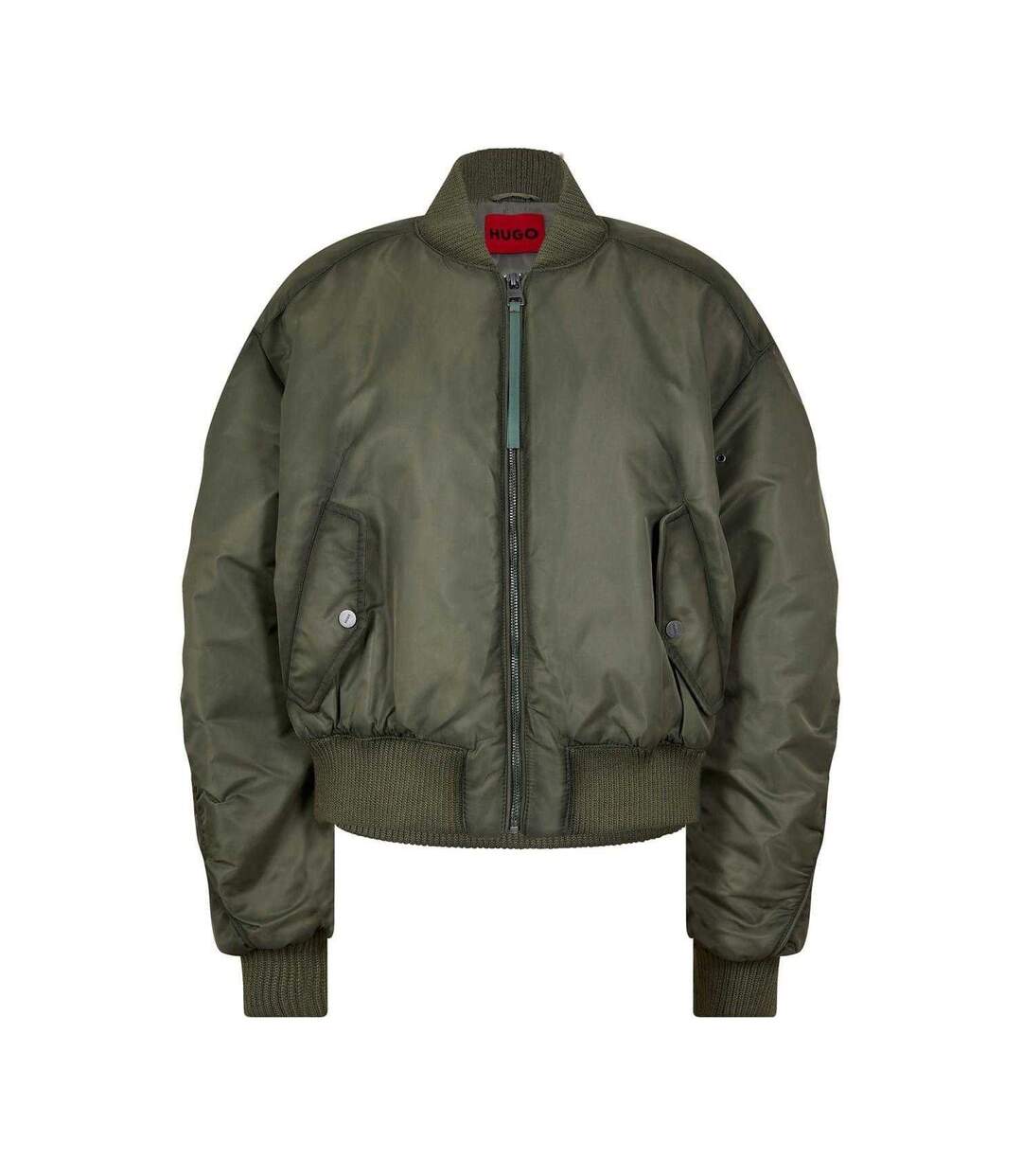 Womens/ladies Ferida Satin Padded Bomber Jacket Mid Green Hugo-1