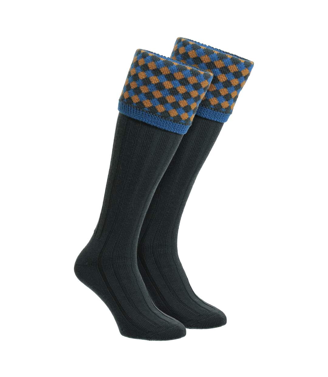 Mens Shooting Merino Wool Socks Warm Country Diamond Pattern-1