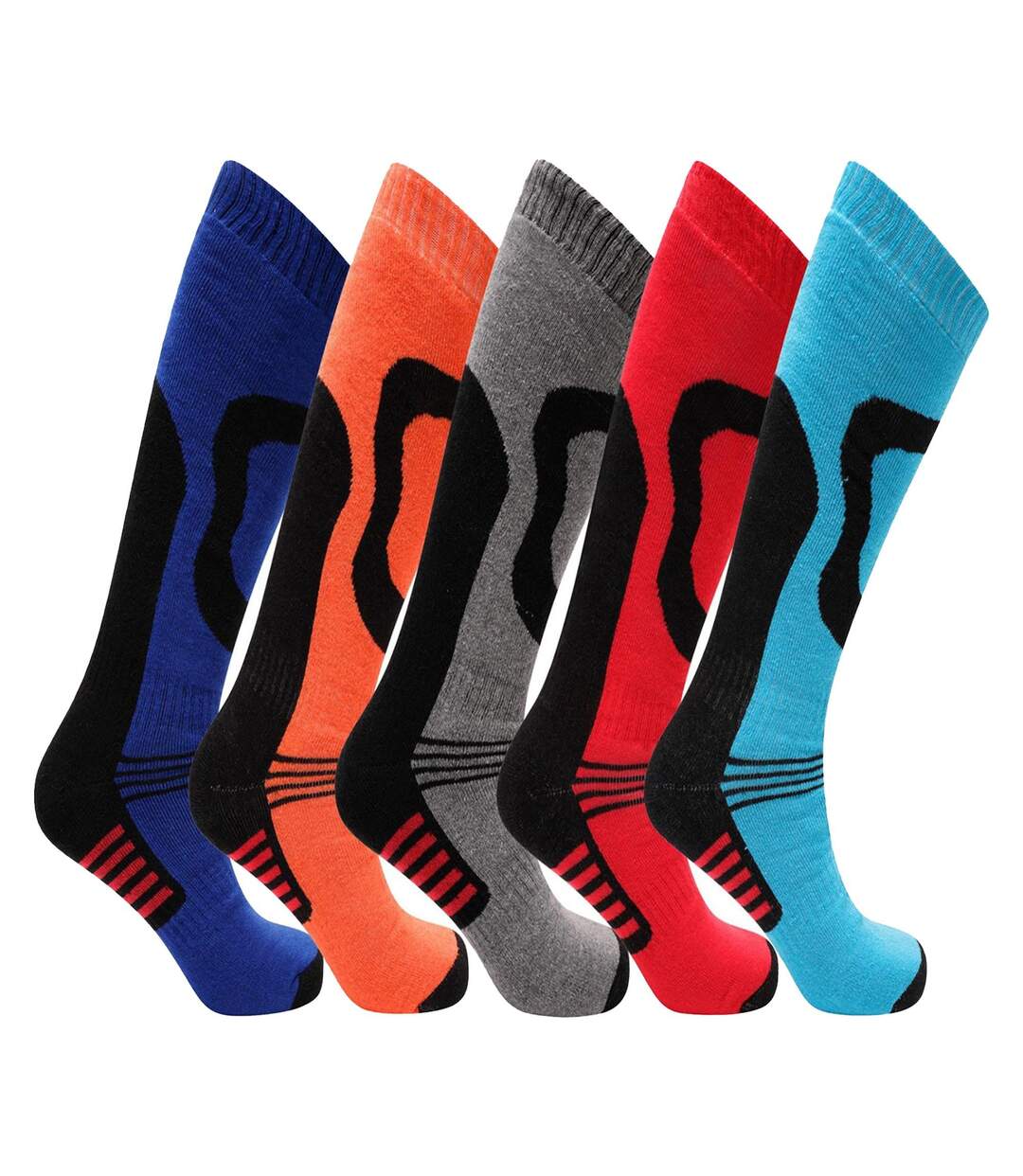Pack Of 5  Mens Thermal Ski Socks  Multicoloured Soxy-3