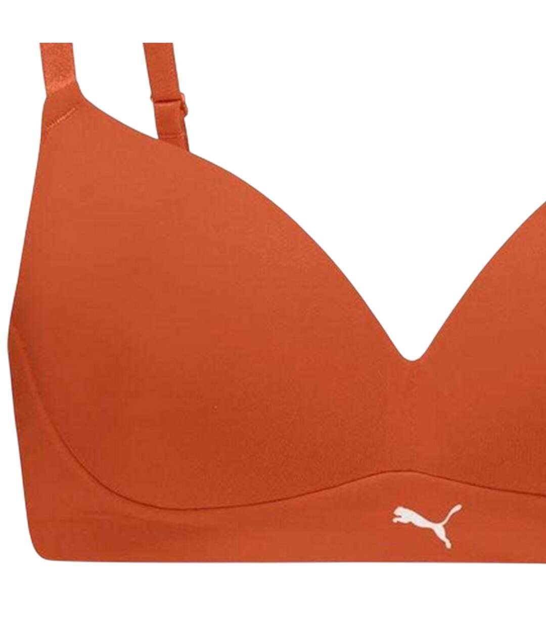 Womens/ladies Lined Soft Bralette Flame Orange Puma-3