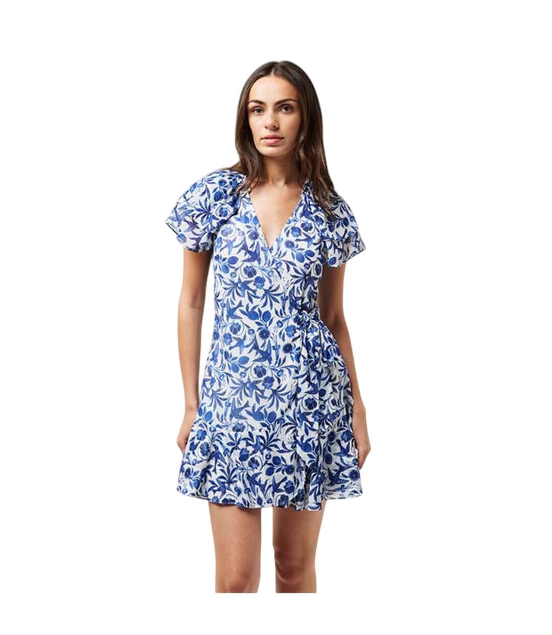 Robe Portefeuille Motif/style Fleurs Et Oiseaux Femme Bleu Ted Baker-4