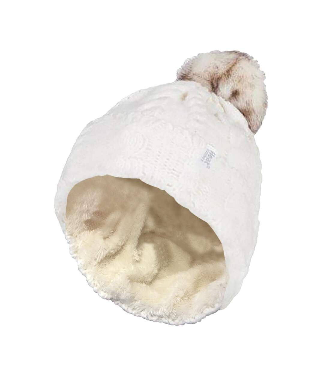 Bonnet Femme Thermique Doublé Polaire avec Pompon-1