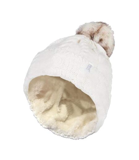 Bonnet Femme Thermique Doublé Polaire avec Pompon