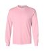Gildan Mens Plain Crew Neck Ultra Cotton Long Sleeve T-Shirt (Light Pink)