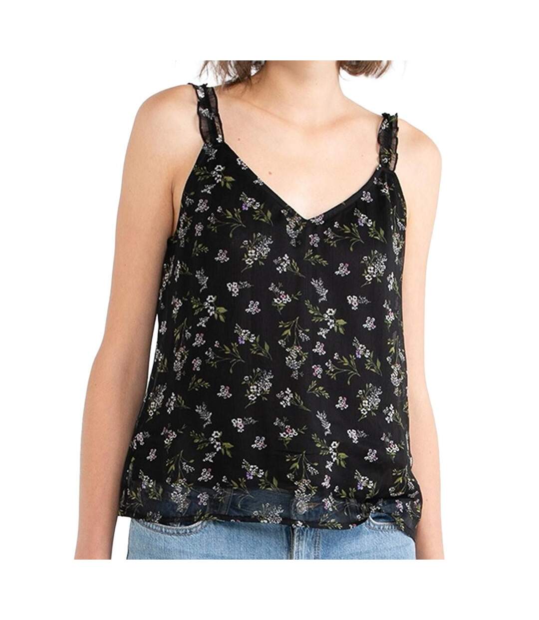 Top Noir à Fleurs Femme Vero Moda Debby - XS-1