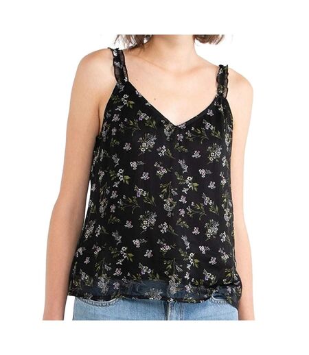 Top Noir à Fleurs Femme Vero Moda Debby - XS