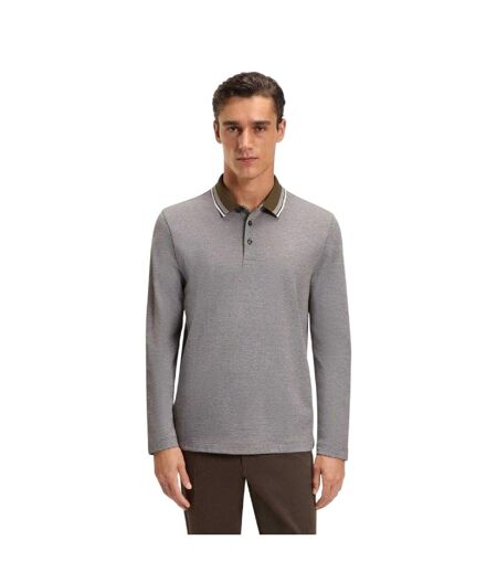 Polo Manches Longues Homme Gris Kaki Boss