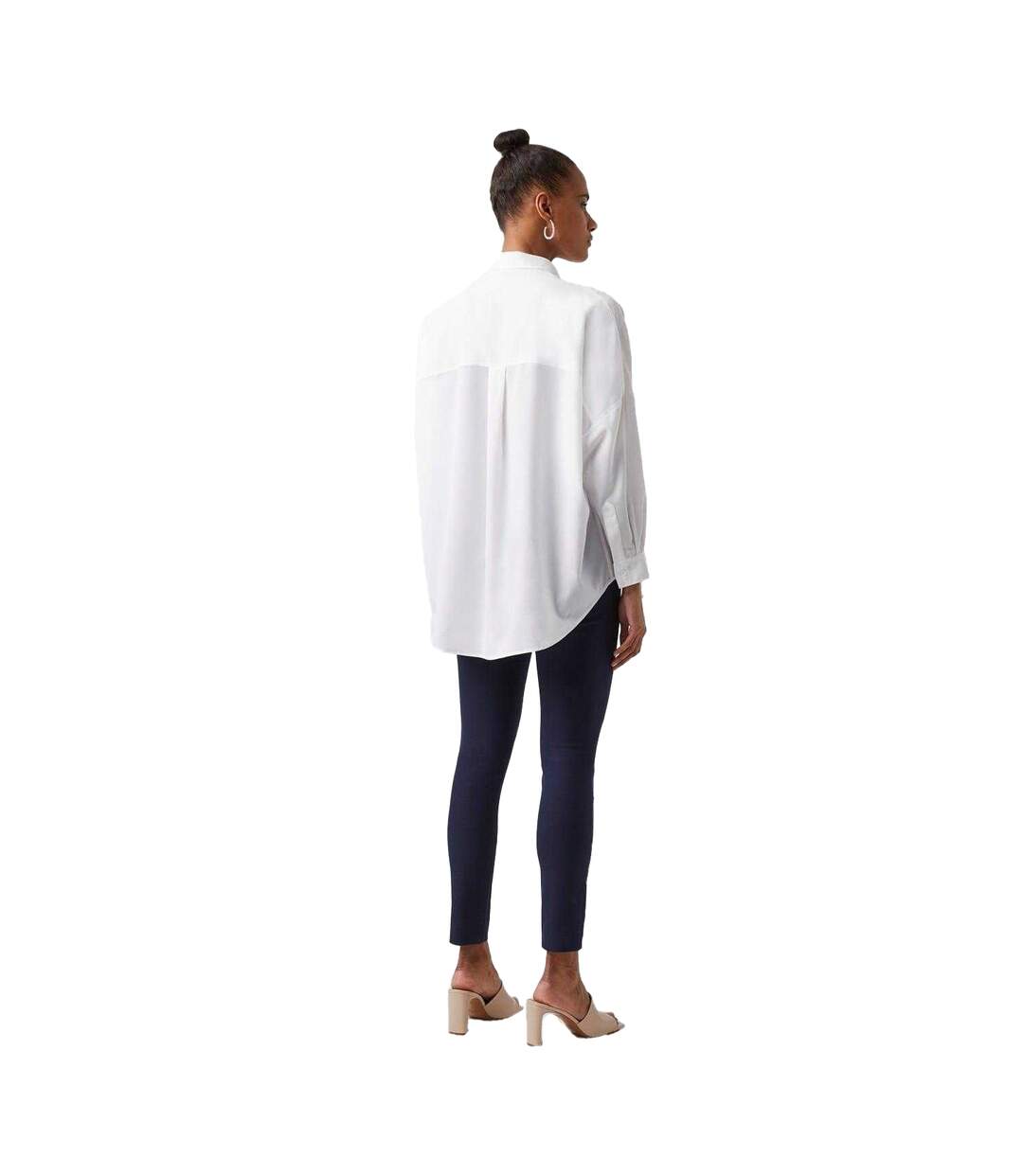 Womens/ladies Popover Crepe Recycled Shirt Winter White French Connection-3