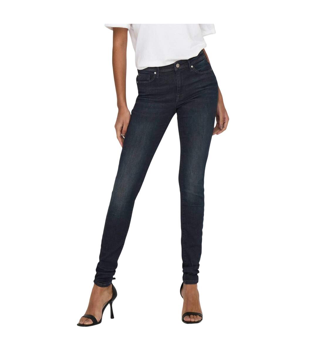 Womens/ladies 5 Pockets Skinny Jeans Black Denim Only-4