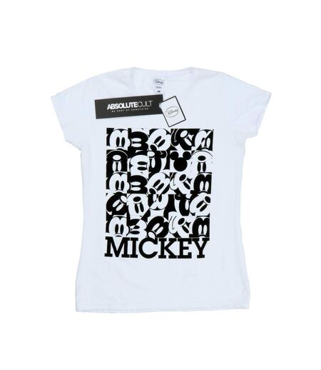 Disney T-shirt en coton quadrillé Mickey Mouse Femme/Femme (Blanc) - UTBI30903