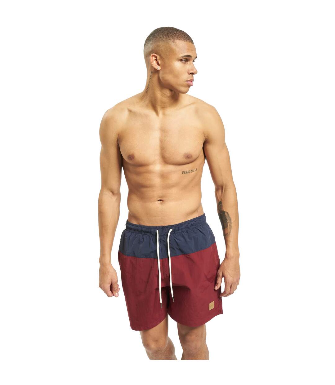 Short De Bain Motif/style Bloc Homme Bleu Marine Bordeaux Urban Classics-2