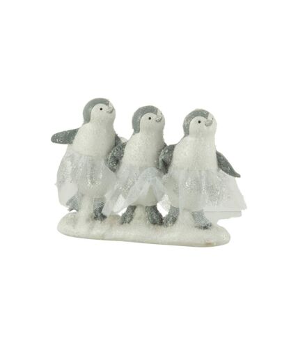 Paris Prix - Statuette Déco 3 Pingouins 20cm Blanc & Gris