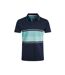 Mens sunbury striped pique organic polo shirt aquamarine Weird Fish-1