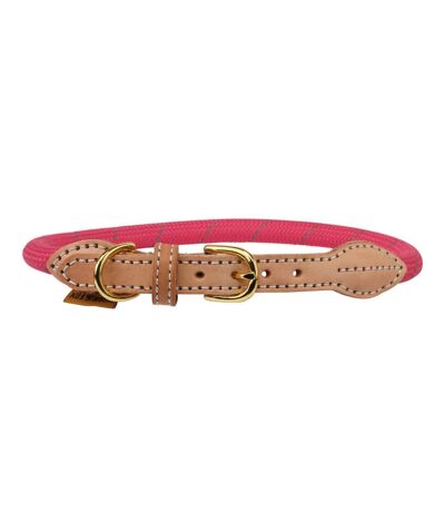 Digby & Fox Reflective Leather Dog Collar (Pink) (XL - Neckline: 56cm-63cm) - UTER1781