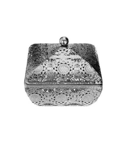 Boîte Métal Déco Ajourée 12cm Argent