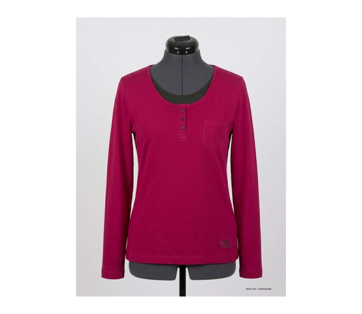 Mayflower NESTOR4 : Tee-shirt manches longues violet et gris avec col style boutonné-3