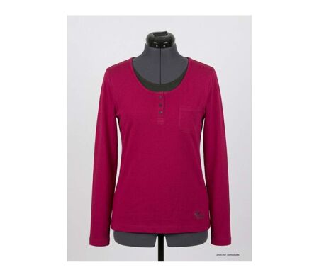 Mayflower NESTOR4 : Tee-shirt manches longues violet et gris avec col style boutonné