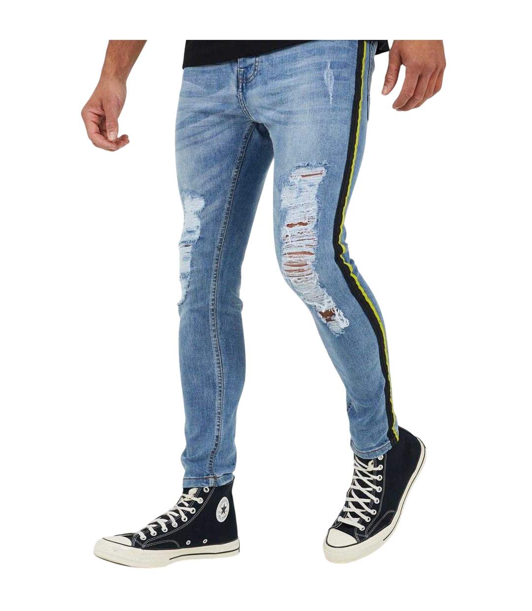 Jean Motif/style Usé Homme Bleu Brave Soul-2