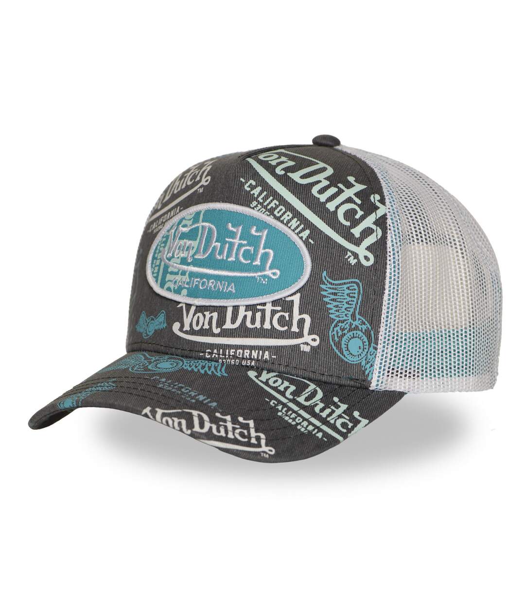 Casquette trucker avec filet print all over Cafe Grey Vondutch-1