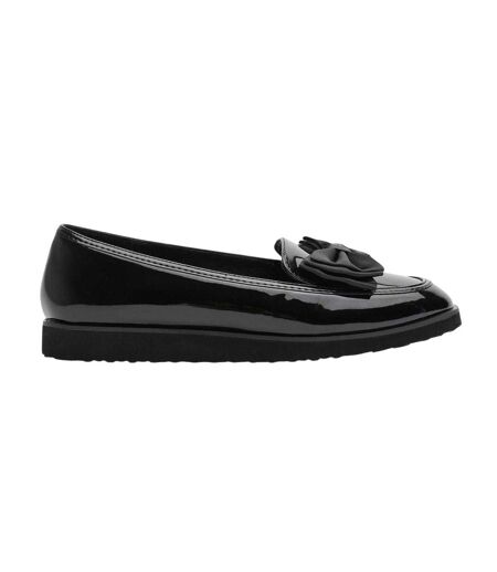 Womens/ladies  Flat Loafers Black Patent Alpha