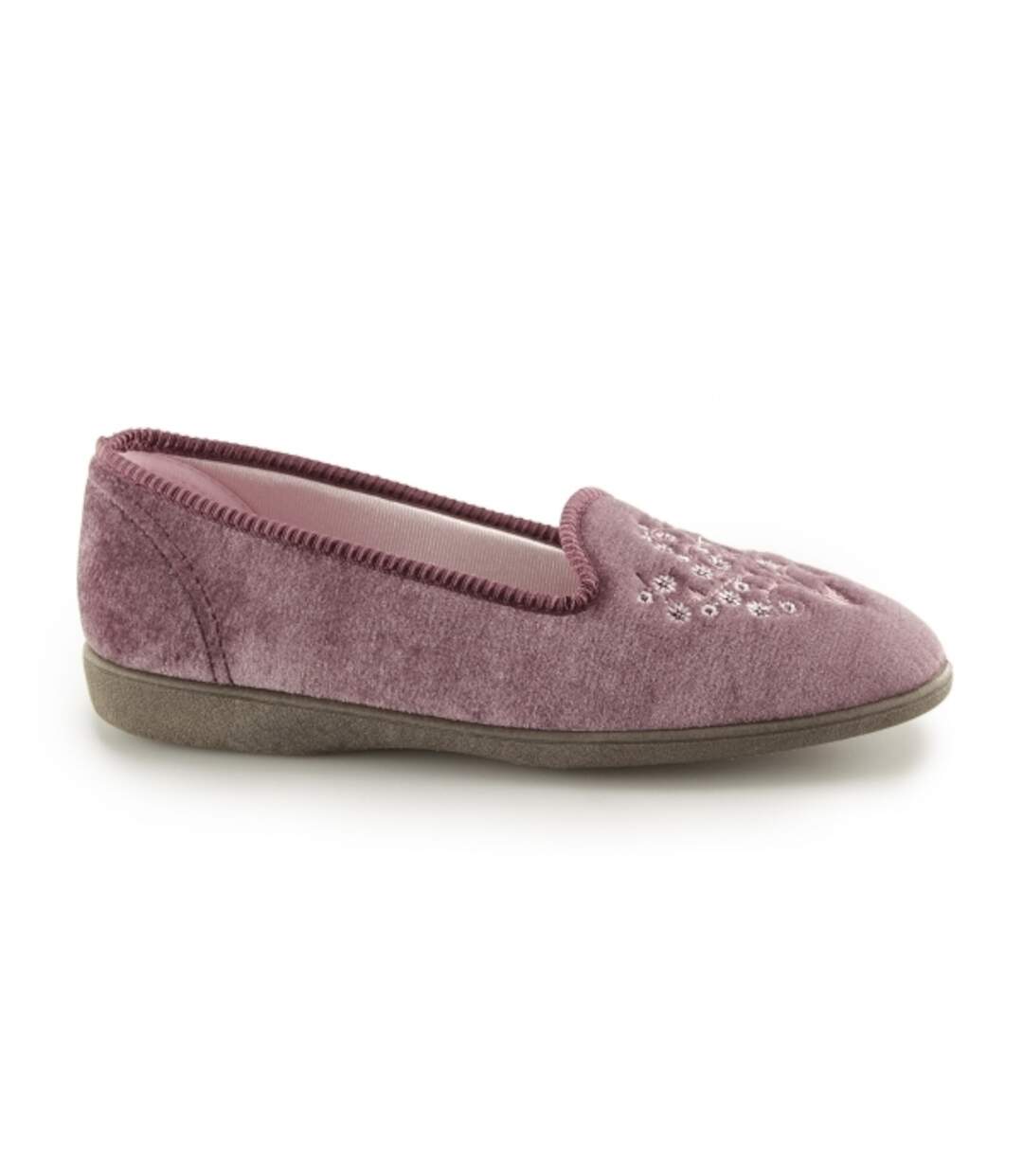 Sleepers Womens/Ladies Nieta Plain Embroidered Slippers (Heather) - UTDF524