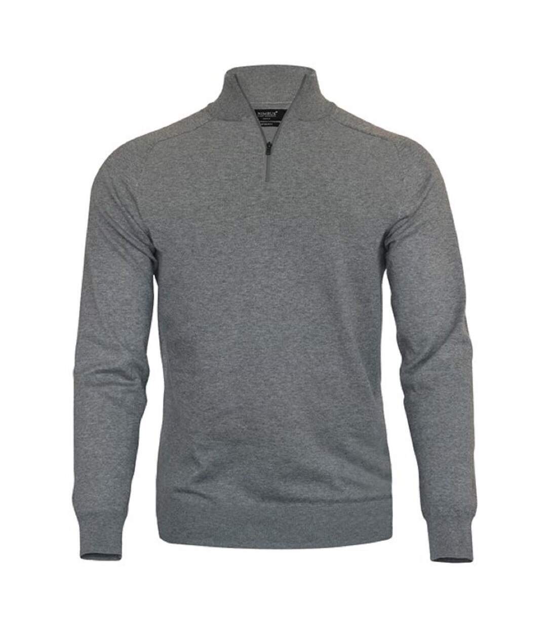 Sweat-shirt col zippé - Homme - NB121 - gris mélange-1