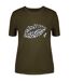 Womens/ladies Lips Cotton T-shirt Khaki Green Biba-1