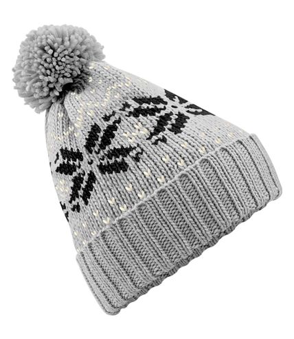 Beechfield Fair Isle - Bonnet tricoté - Adulte unisexe (Gris clair/Noir) - UTRW2029