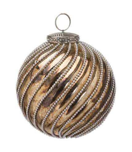 The Noel Collection Burnished Swirl Christmas Bauble (Silver/Bronze) (8cm x 8cm x 8cm) - UTHI4054
